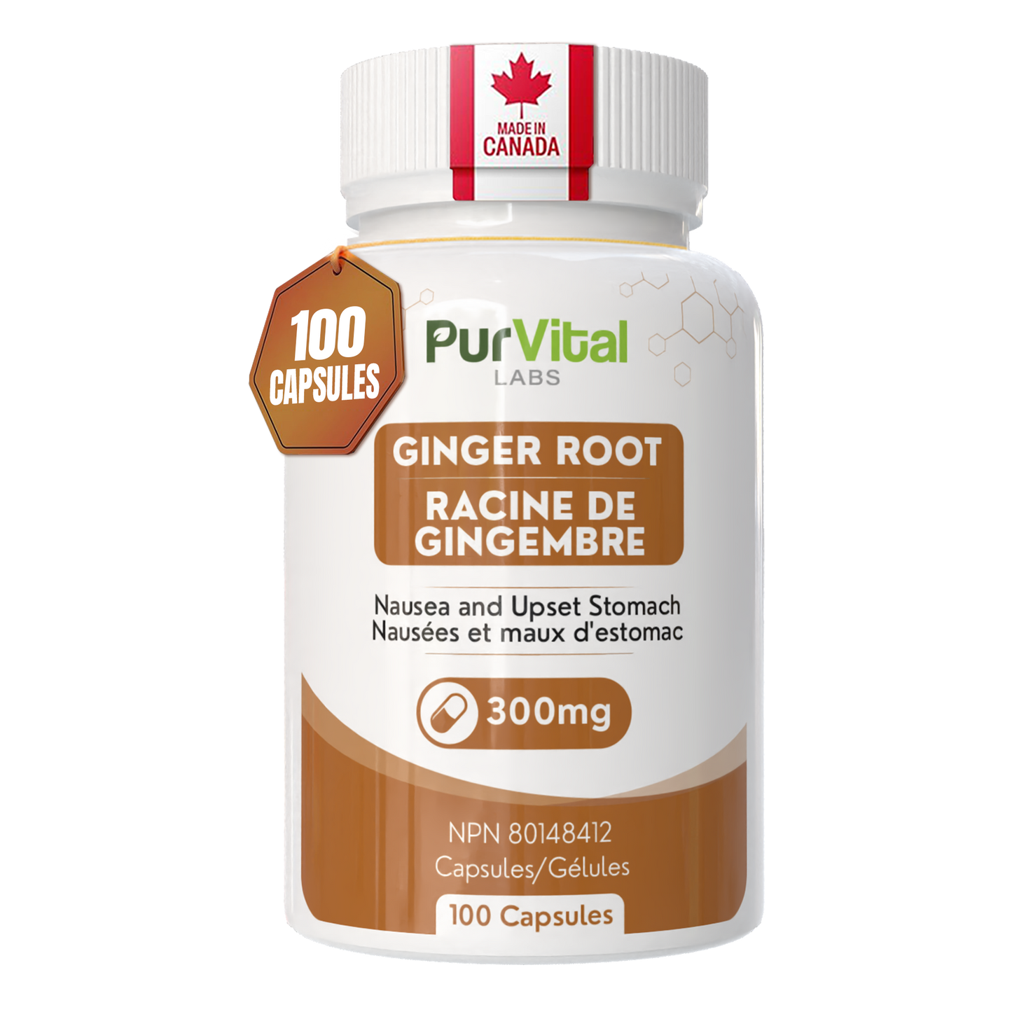 Ginger Root Capsules 300mg Per Servings