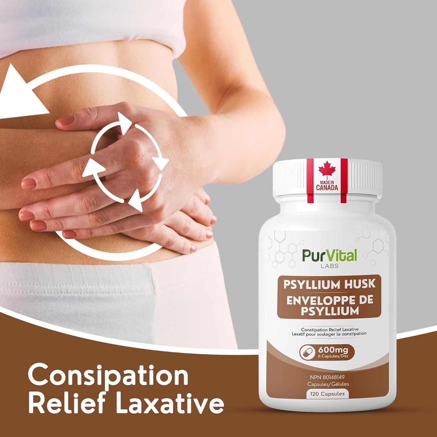 Psyllium Husk Capsules 1200mg Per Servings