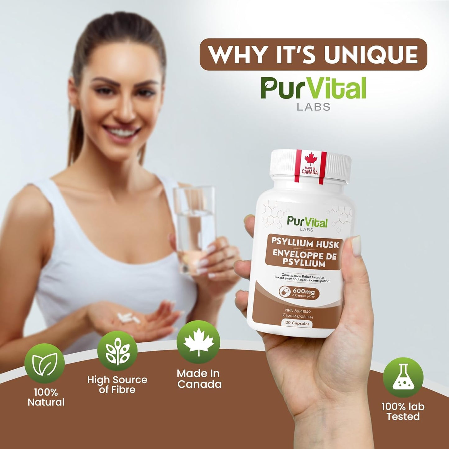 Psyllium Husk Capsules 1200mg Per Servings