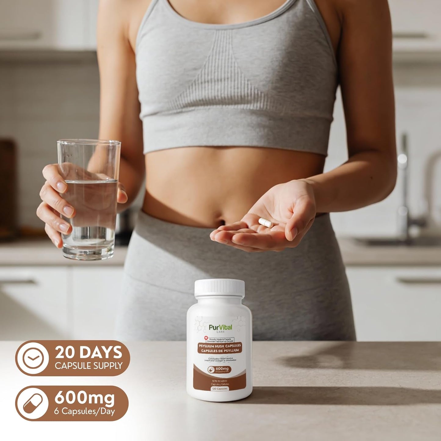 Psyllium Husk Capsules 1200mg Per Servings