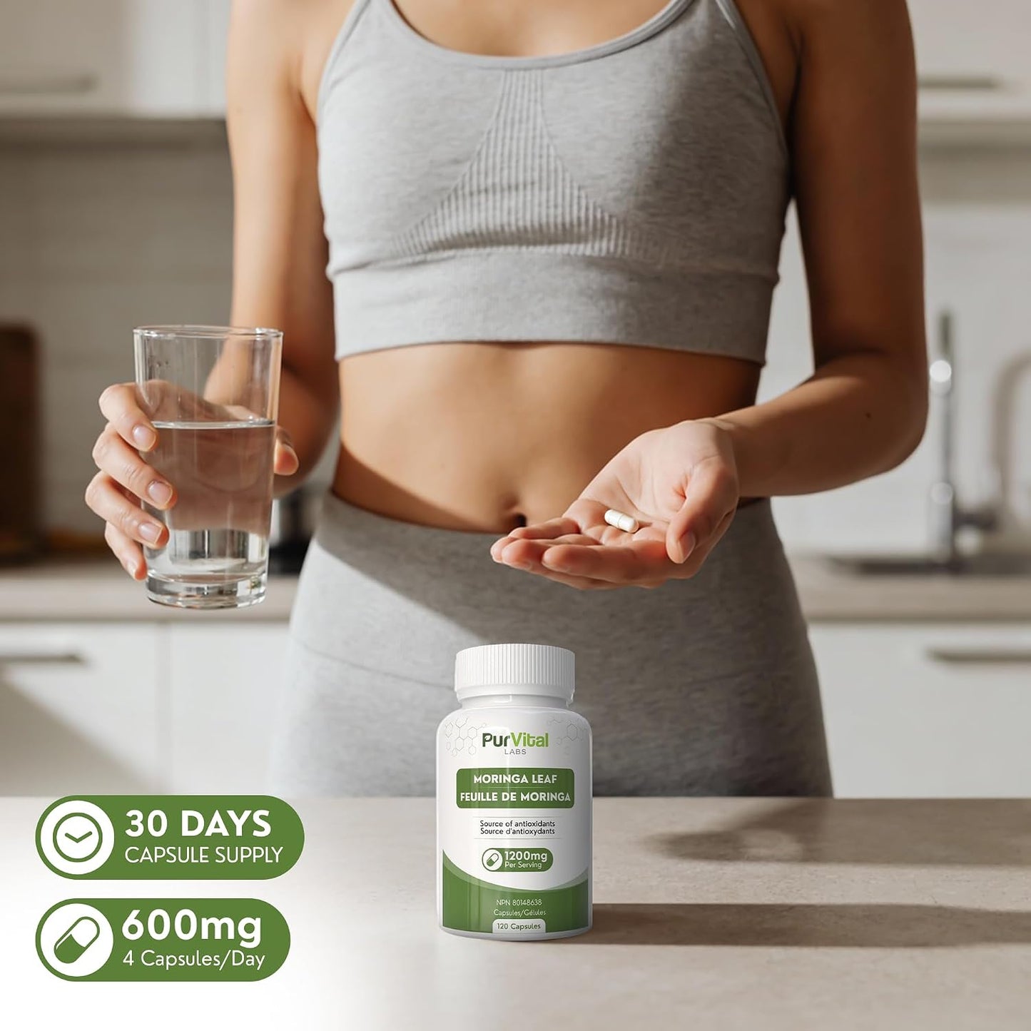 Moringa Leaf Powder Capsule 1200mg Per Serving
