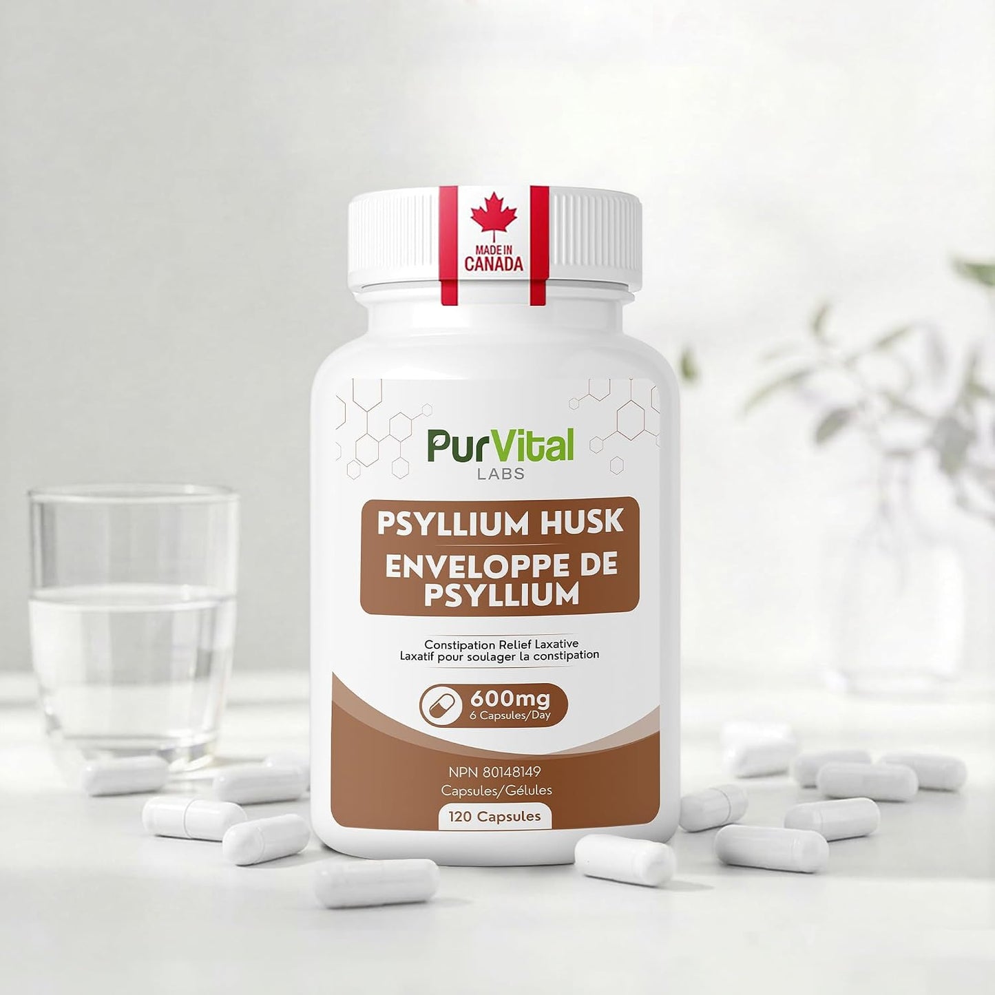 Psyllium Husk Capsules 1200mg Per Servings