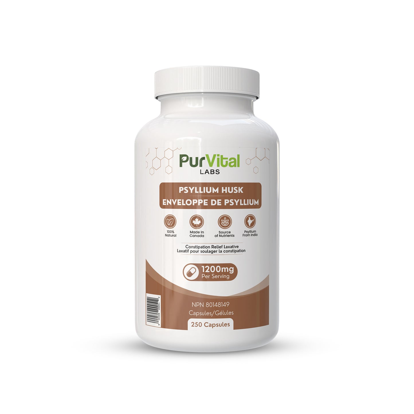 Psyllium Husk Capsules 1200mg Per Servings