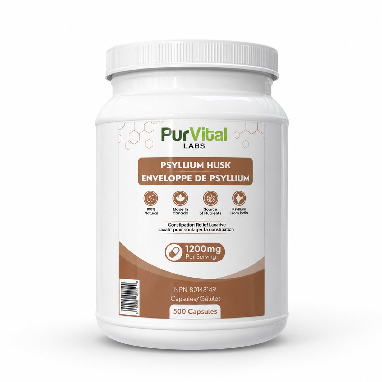 Psyllium Husk Capsules 1200mg Per Servings